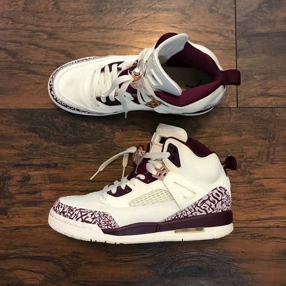 burgundy and white jordans
